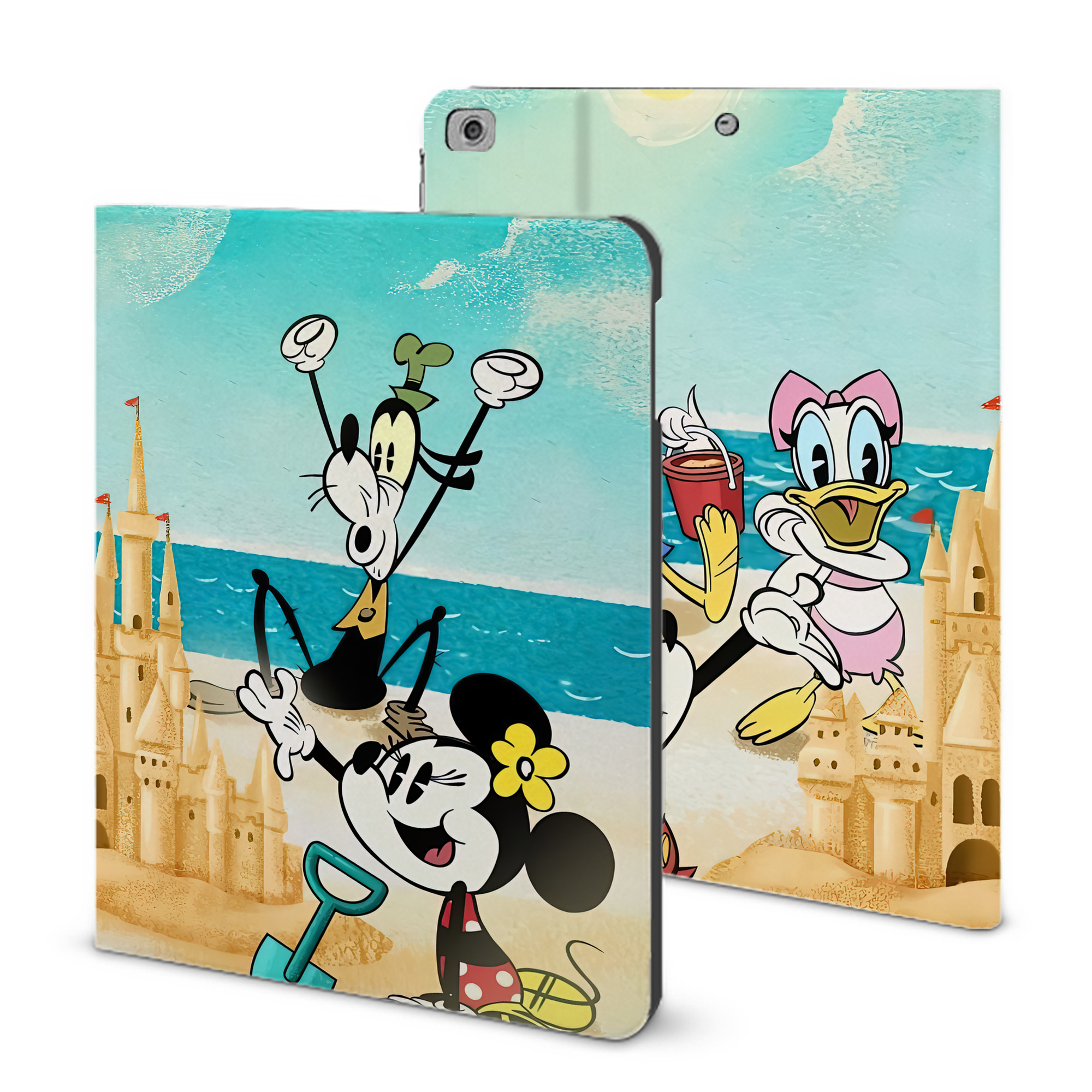 （画像用） ミッキーマウス Mickey Mouse IPad ケース ブック型 PUレザー TPU 耐衝撃 軽量 薄型 ペン収納なし 全面保護 IPad 各モデル対応